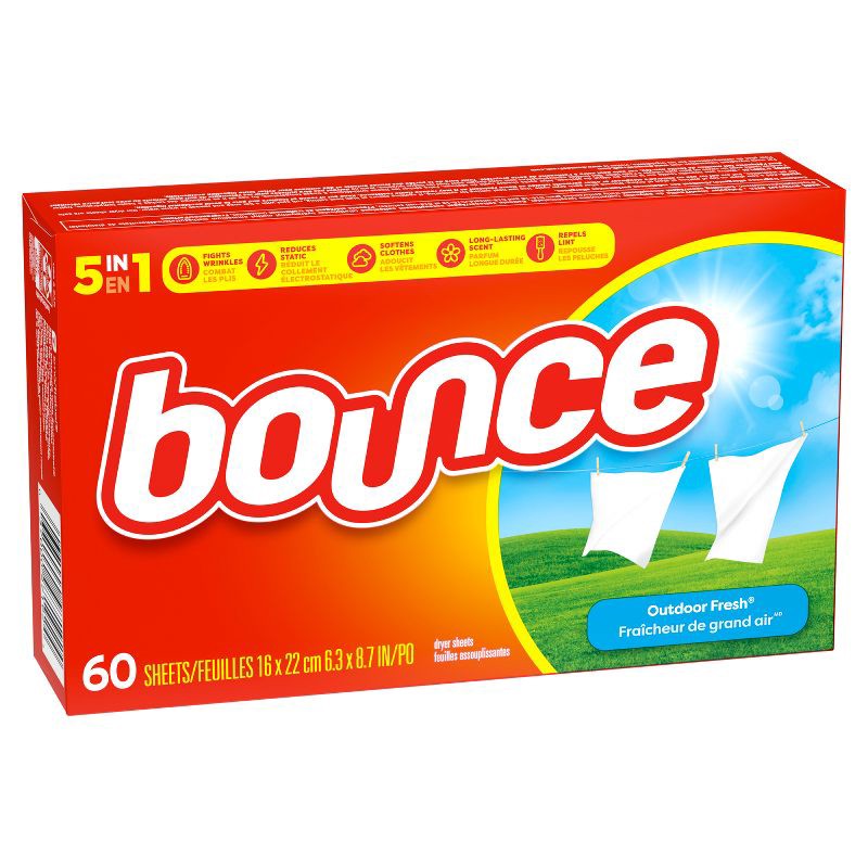 slide 2 of 9, Bounce Outdoor Fresh Fabric Softener Dryer Sheets - 60ct, 60 ct