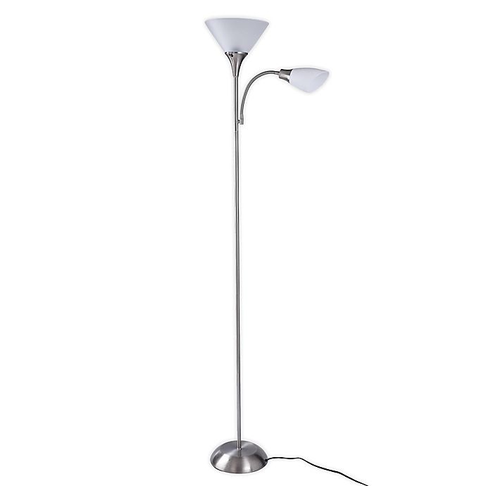 slide 1 of 3, SALT Mother Daughter Torchiere Floor Lamp - Brushed Steel, 1 ct