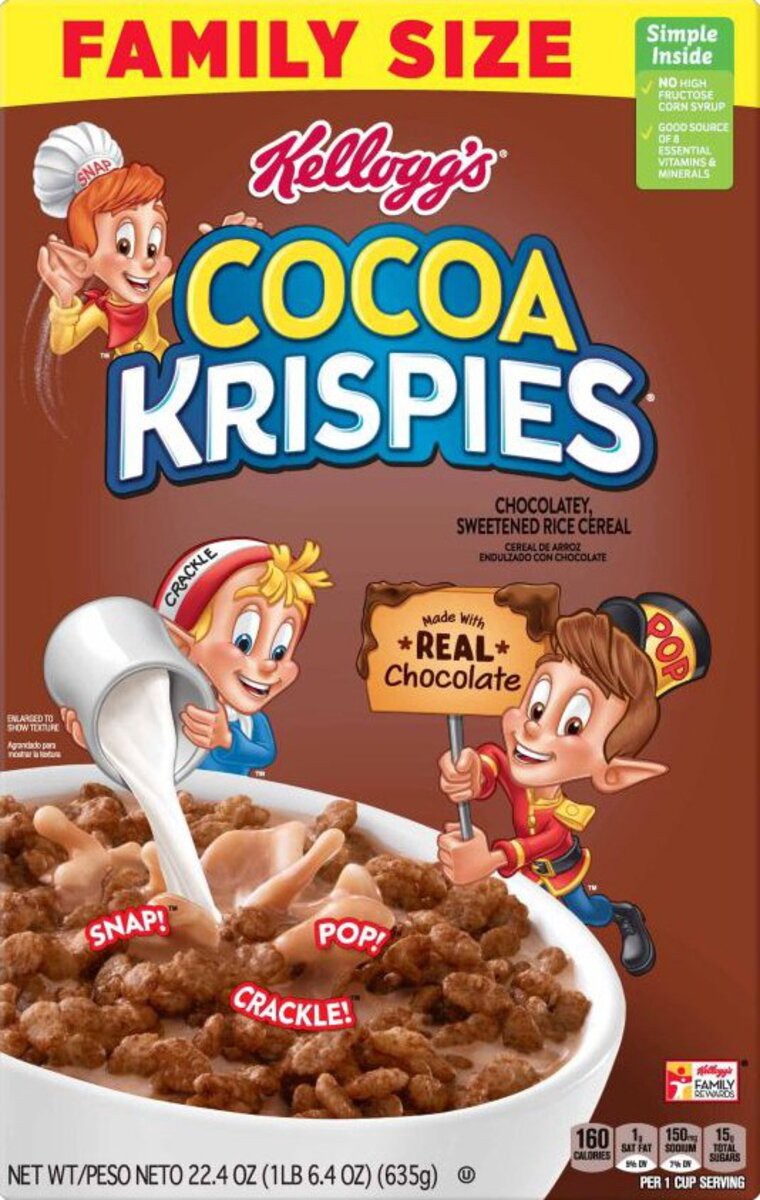 slide 3 of 12, Cocoa Krispies Breakfast Cereal, Kids Cereal, Family Breakfast, Family Size, Original, 22.4oz Box, 1 Box, 22.4 oz
