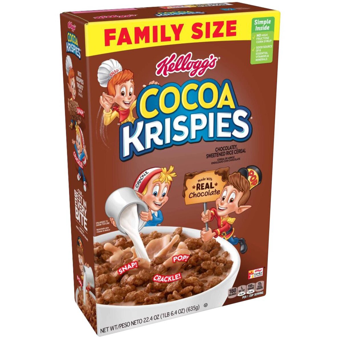 slide 8 of 12, Cocoa Krispies Breakfast Cereal, Kids Cereal, Family Breakfast, Family Size, Original, 22.4oz Box, 1 Box, 22.4 oz