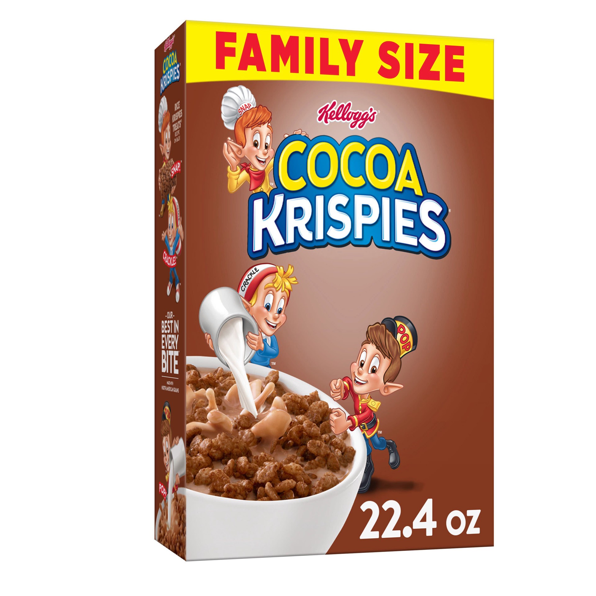 slide 1 of 12, Cocoa Krispies Breakfast Cereal, Kids Cereal, Family Breakfast, Family Size, Original, 22.4oz Box, 1 Box, 22.4 oz