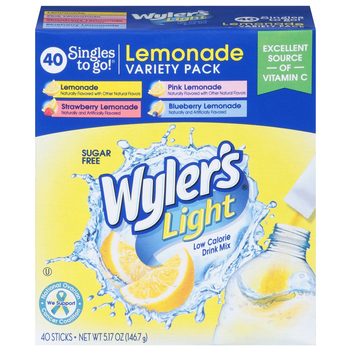 slide 1 of 9, Wyler's Light Low Calorie Assorted Drink Mix Variety Pack - 40 ct, 40 ct