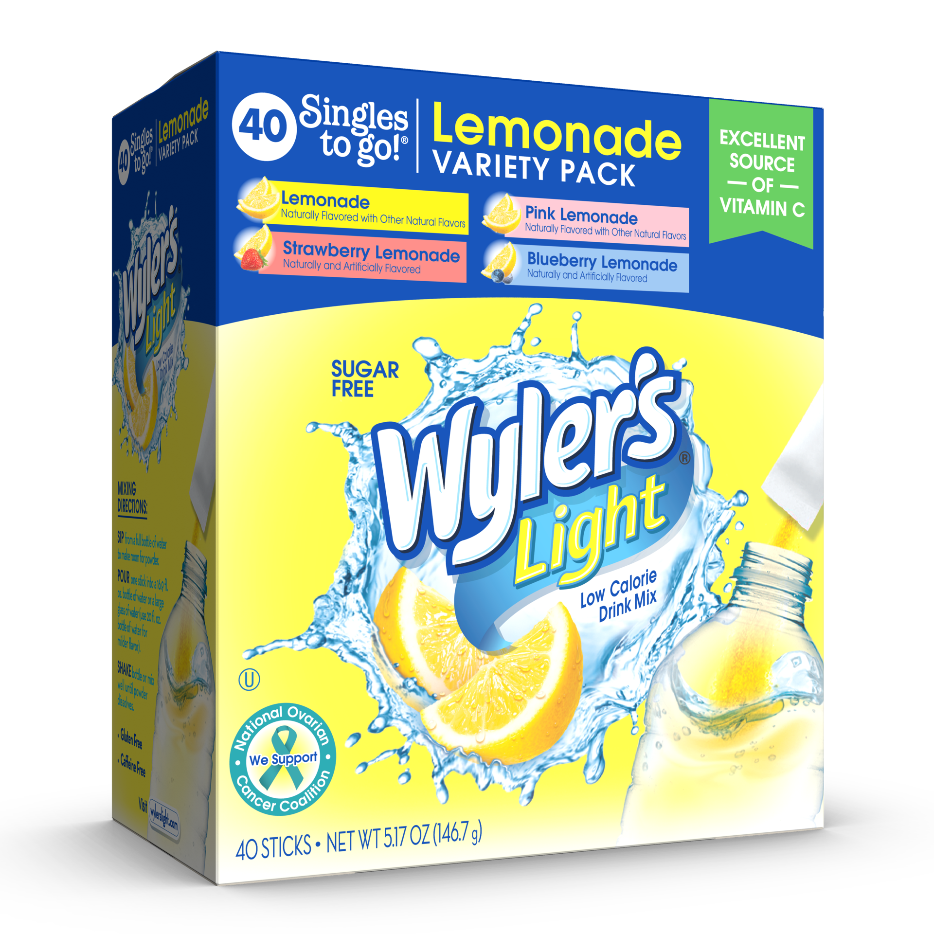 slide 1 of 9, Wyler's Light Drink Sticks Variety Pack Lemonade 40ct, 40 ct