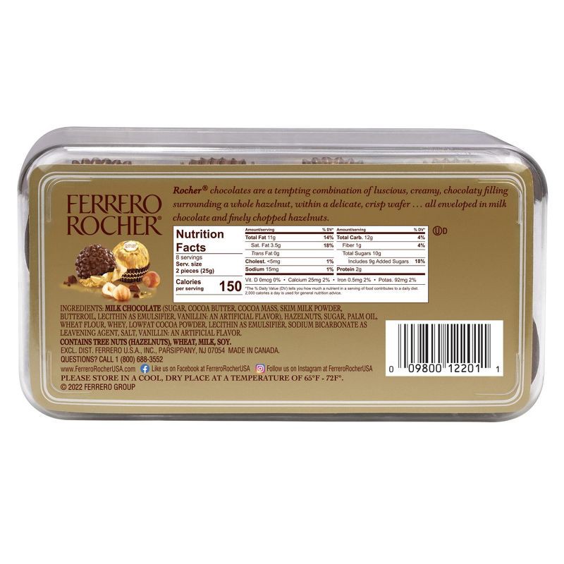 slide 7 of 7, Ferrero Rocher Fine Hazelnut Chocolate Candy - 7oz/16ct, 7 oz, 16 ct