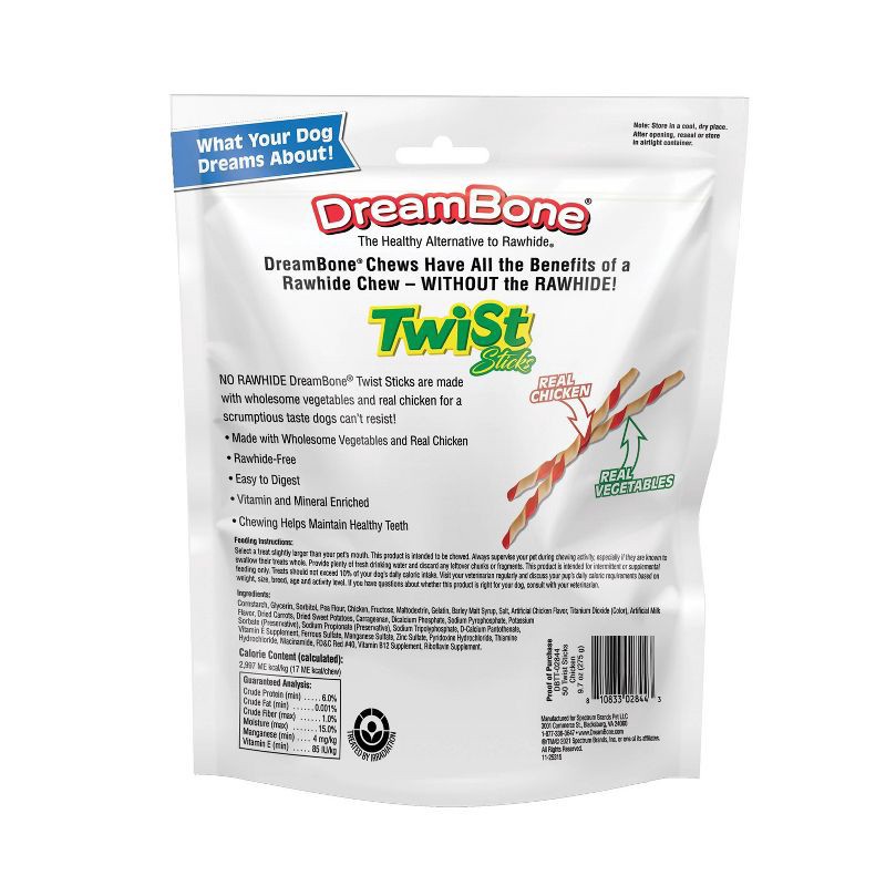 slide 2 of 12, DreamBone Twist Sticks with Chicken and Vegetable Flavor Dog Treats - 9.7oz/50ct, 9.7 oz, 50 ct