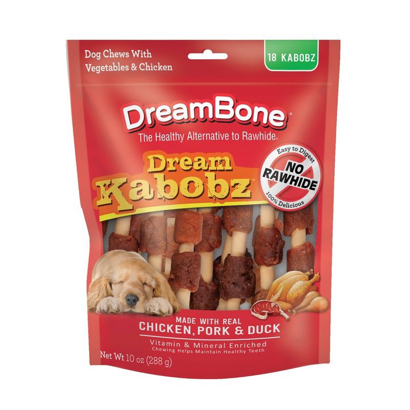 slide 1 of 7, DreamBone Rawhide Free Dream Kabobz with Real Chicken,Beef and Pork Dog Treats - 18ct, 18 ct
