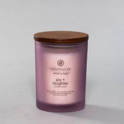 8.8oz Lidded Glass Jar Candle Joy & Laughter - Chesapeake Bay Candle: Soy Wax, Essential Oils, Cranberry & Plum Scent