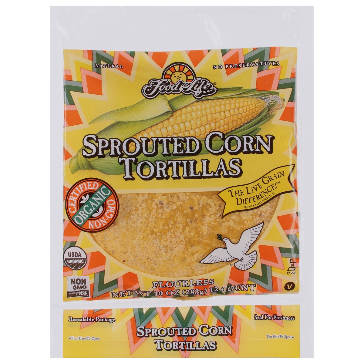 slide 1 of 1, Food for Life Flourless Sprouted Corn Tortillas 12 ea, 12 ct