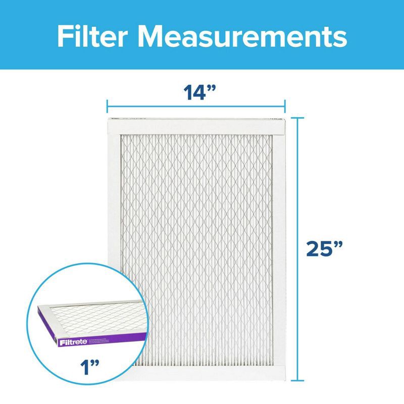 slide 3 of 11, Filtrete 14x25x1 2pk Allergen Bacteria and Virus Air Filter 1500 MPR: MERV 12 Electrostatic Furnace Filter, Captures Dust & Pollen, 2 ct