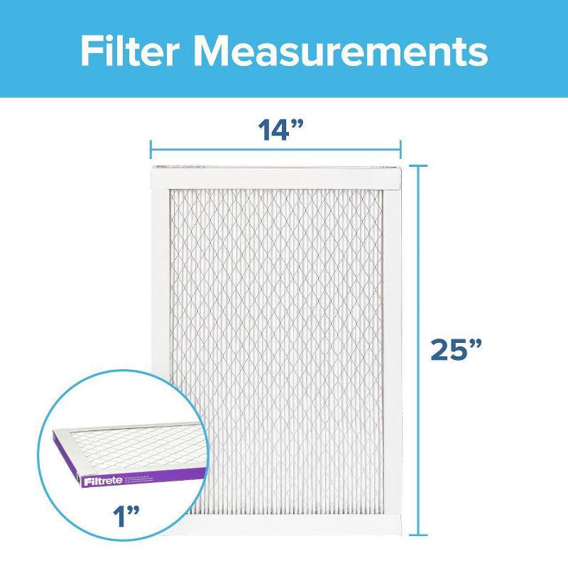 slide 3 of 11, Filtrete 14x25x1 2pk Allergen Bacteria and Virus Air Filter 1500 MPR: MERV 12 Electrostatic Furnace Filter, Captures Dust & Pollen, 2 ct