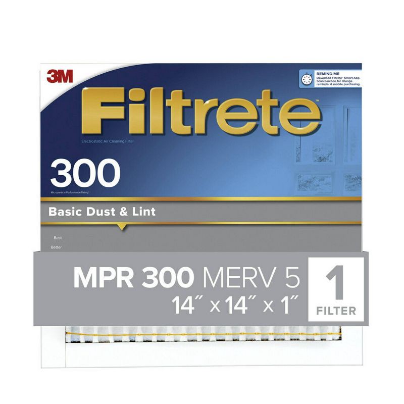 slide 2 of 4, Filtrete 14x14x1 Basic Dust and Lint Air Filter 300 MPR, 1 ct