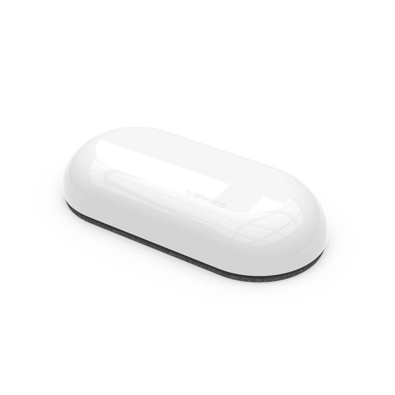 slide 1 of 3, U Brands 3.5" x 7" Magnetic Board Eraser White: Dry Erase & Chalkboard Accessory, Fabric & Plastic, Gray/Black, 1 ct