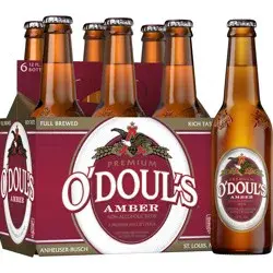 O'doul's Amber O'Doul's Premium Amber Non-Alcoholic Beer, 6 Pack 12 fl. oz. Bottles, 0.5% ABV