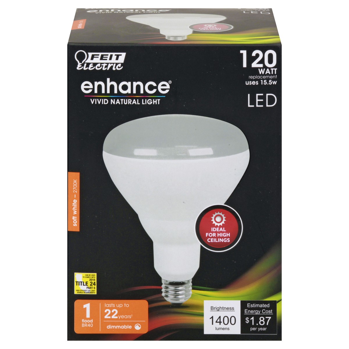 slide 1 of 8, Feit Electric Enhance Vivid Natural Light BR40 120-Watt LED Flood Bulb, 1 ct