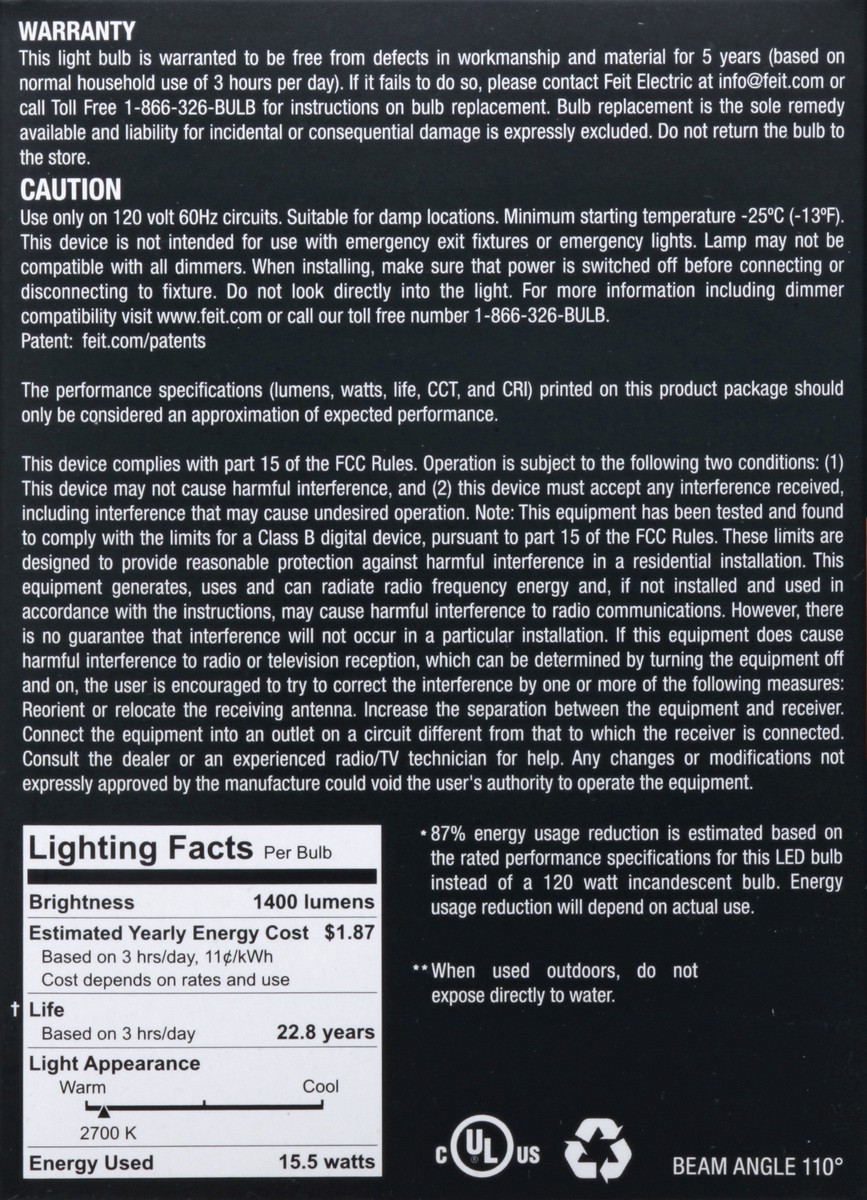 slide 3 of 8, Feit Electric Enhance Vivid Natural Light BR40 120-Watt LED Flood Bulb, 1 ct