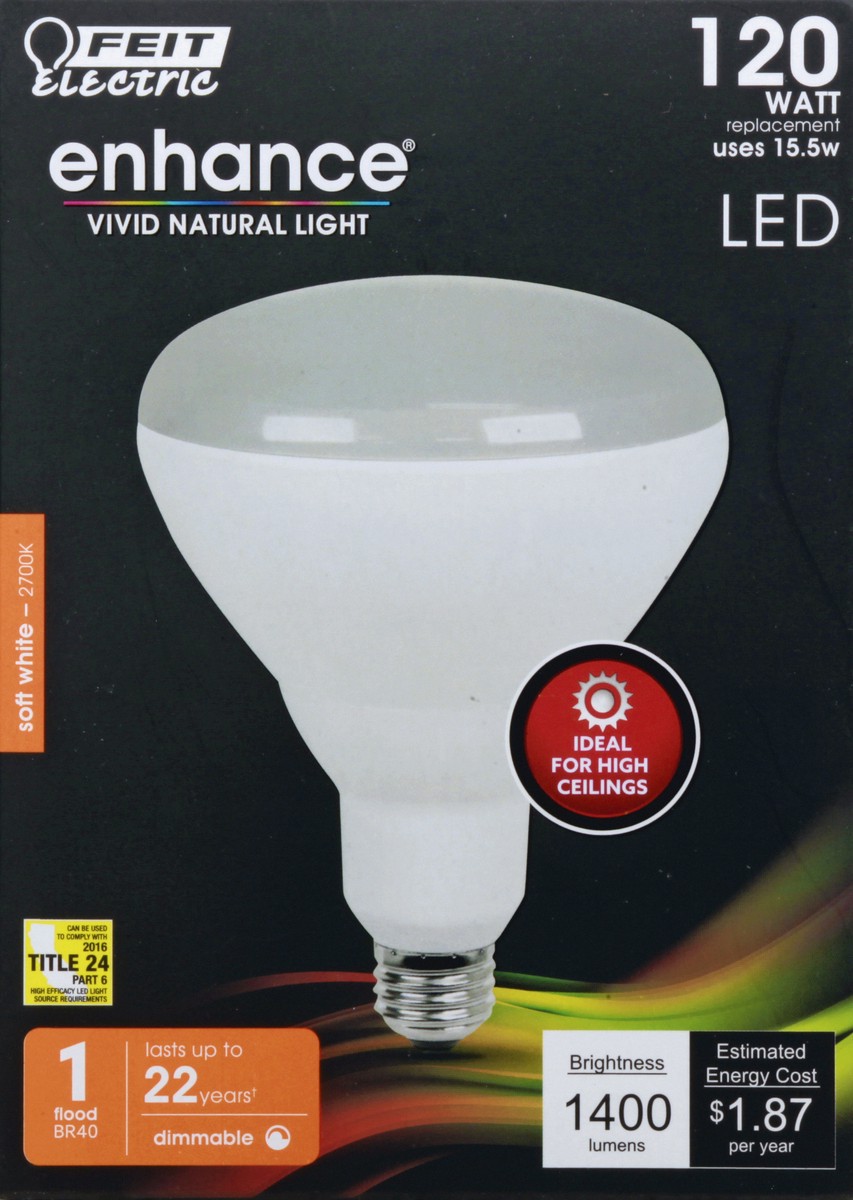 slide 7 of 8, Feit Electric Enhance Vivid Natural Light BR40 120-Watt LED Flood Bulb, 1 ct