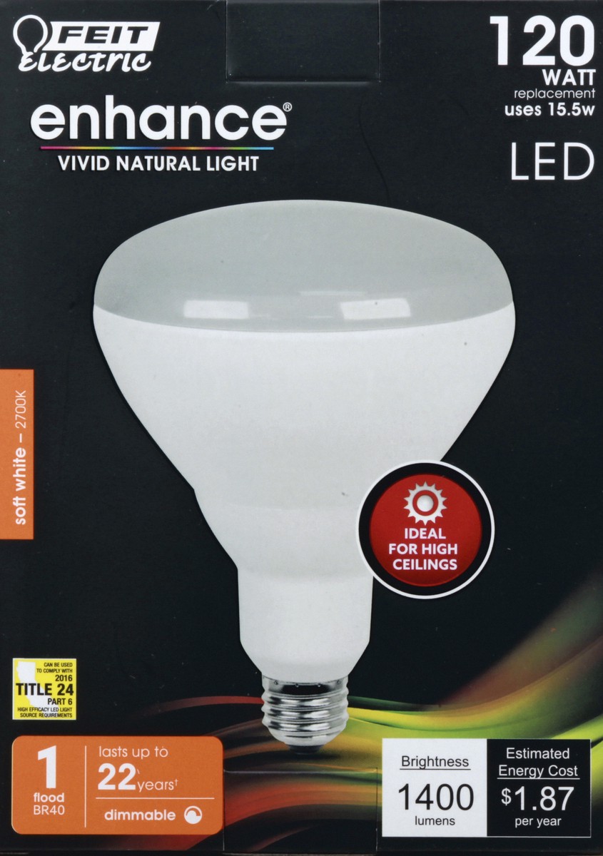 slide 8 of 8, Feit Electric Enhance Vivid Natural Light BR40 120-Watt LED Flood Bulb, 1 ct