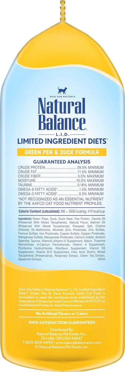 slide 2 of 8, Natural Balance L.I.D. Limited Ingredient Diets Green Pea & Duck Formula Dry Cat Food, 5-Pound, 5 lb
