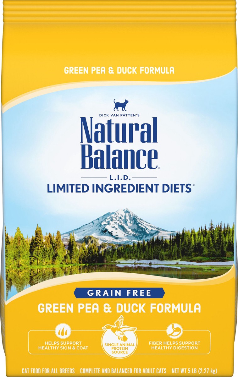 slide 6 of 8, Natural Balance L.I.D. Limited Ingredient Diets Green Pea & Duck Formula Dry Cat Food, 5-Pound, 5 lb