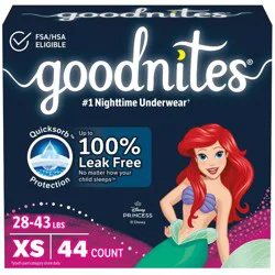 Goodnites Girls' Disposable Nighttime Underwear - Size XS - 44ct