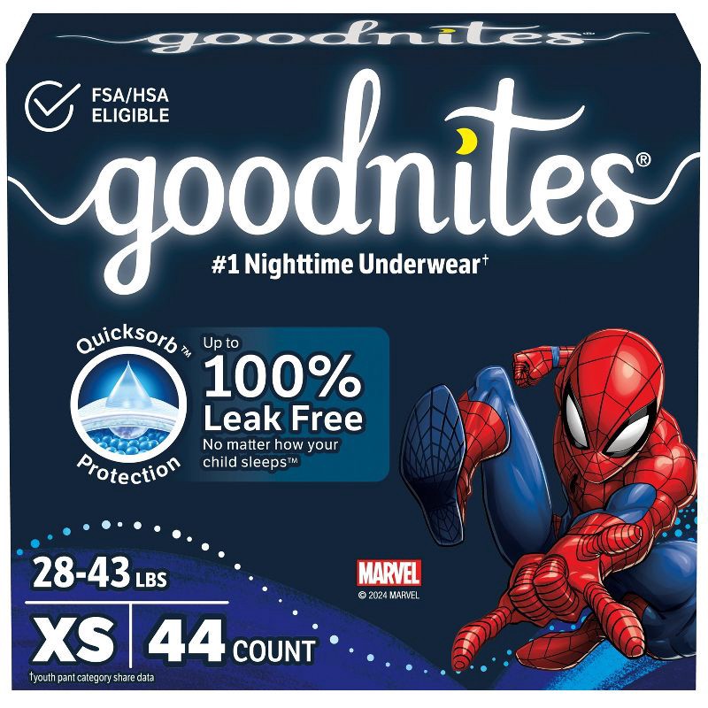 slide 1 of 10, Goodnites Boys' Nighttime Underwear - XS - 44ct, 44 ct