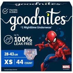 Goodnites Boys' Nighttime Bedwetting Disposable Underwear - Size XS - 44ct: Hypoallergenic, Paraben-Free, Sulfate-Free, Non-Toxic