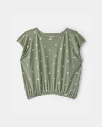 Oshkosh Girls Spring Icon Short-Sleeve Top - Olive, Size 12