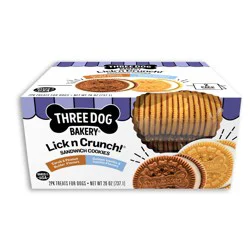 Three Dog Bakery Lick n' Crunch Carob with Peanut Butter Filling and Golden Vanilla Flavor Dog Treats - 26oz