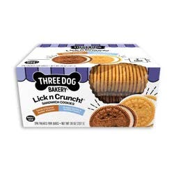 Three Dog Bakery Lick n' Crunch Carob with Peanut Butter Filling and Golden Vanilla Flavor Dog Treats - 26oz