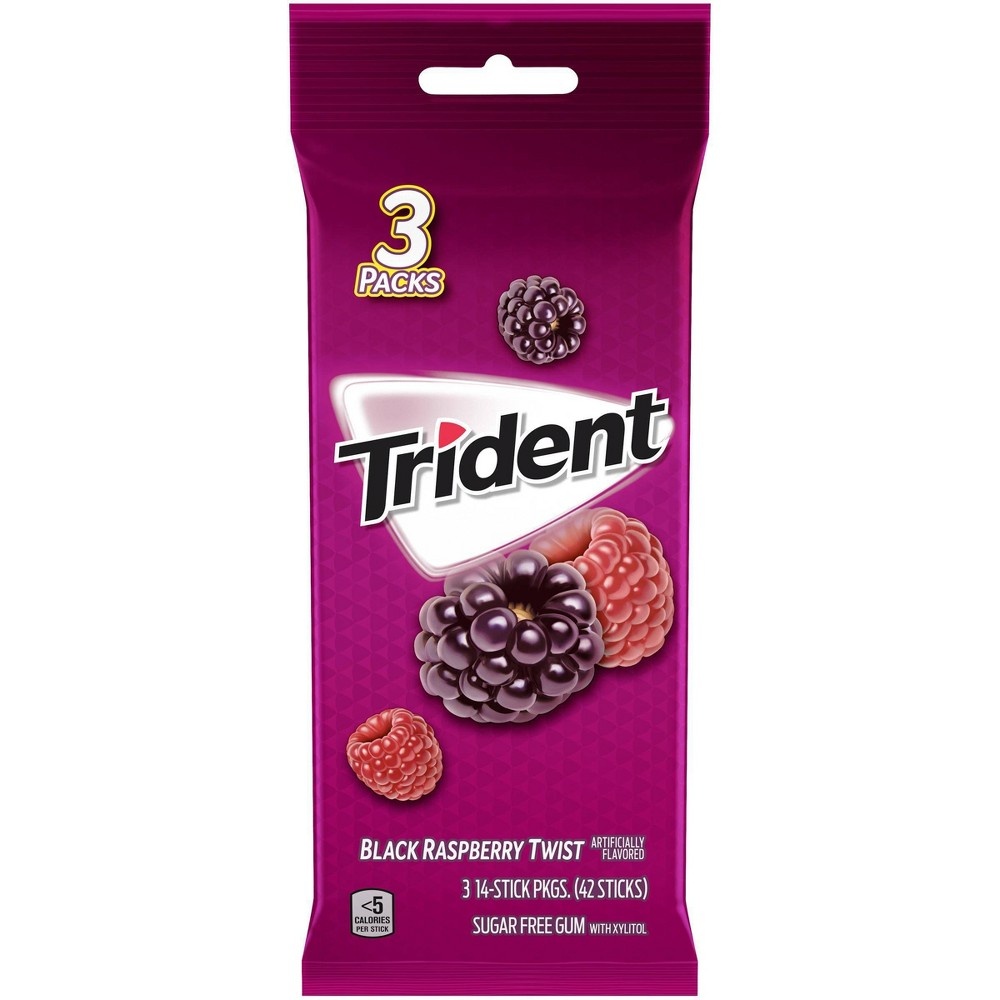 slide 2 of 8, Trident Black Raspberry Twist Gum, 3 ct, 42 ct