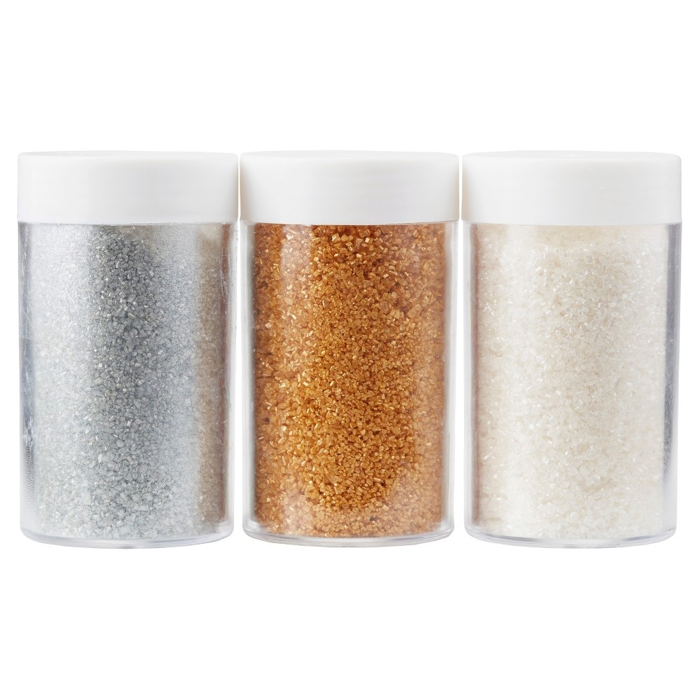 slide 8 of 8, Wilton Gold, Silver and White Sugars, 3 oz