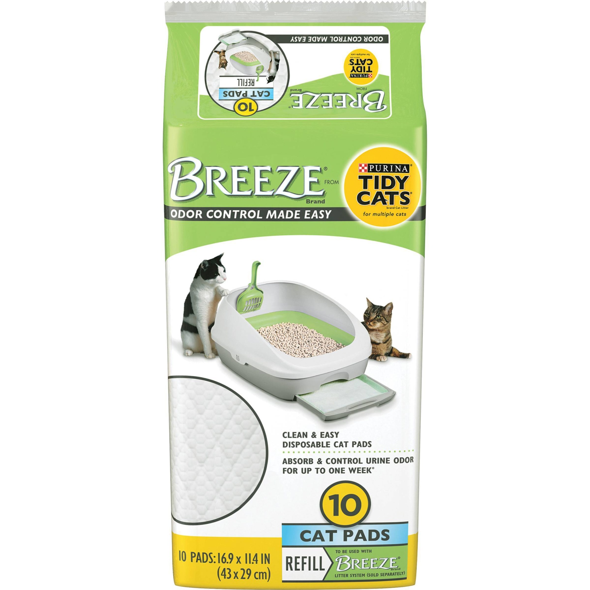 slide 1 of 8, Purina Tidy Cats Cat Pads BREEZE Refill Pack, 10 ct