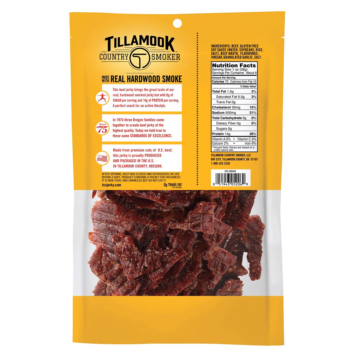 slide 2 of 2, Tillamook Country Smoker Zero Sugar Original Beef Jerky 6.5 oz, 6.5 oz