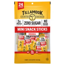 Tillamook Country Smoker Zero Sugar Original Mini Snack Sticks 24 - 0.33 oz Each