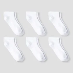 Toddler 6pk Low Cut Socks - Cat & Jack™ White 2T-3T: Nonslip Grippers, Knit Fabric