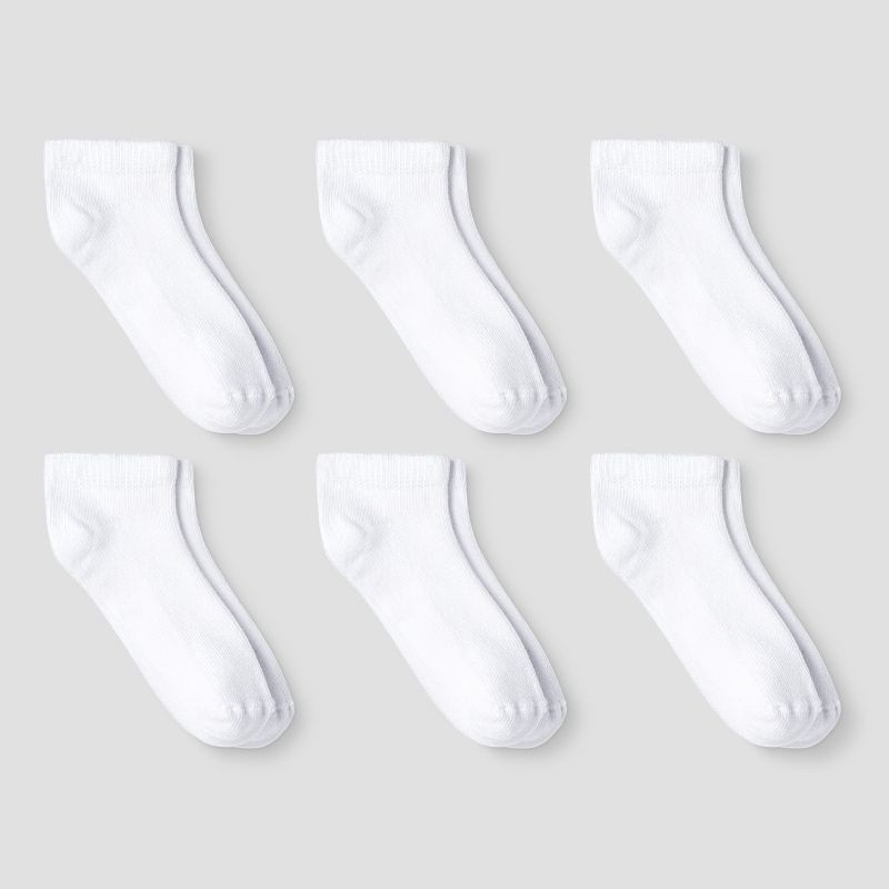 slide 1 of 1, Toddler Athletic 6pk Low Cut Socks - Cat & Jack™ White 4T-5T, 6 ct