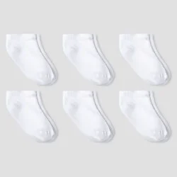 Baby 6pk Low Cut Socks - Cat & Jack™ White 6-12M: Knit, Tumble Dry