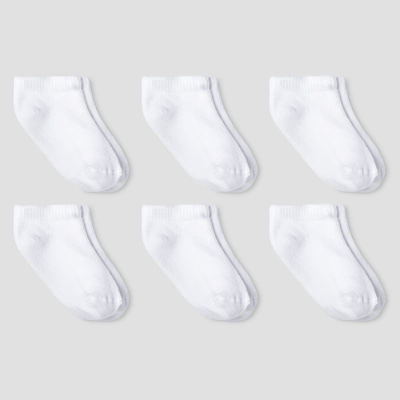 slide 1 of 1, Baby 6pk Low Cut Socks - Cat & Jack™ White 12-24M: Knit, Tumble Dry, 6 ct