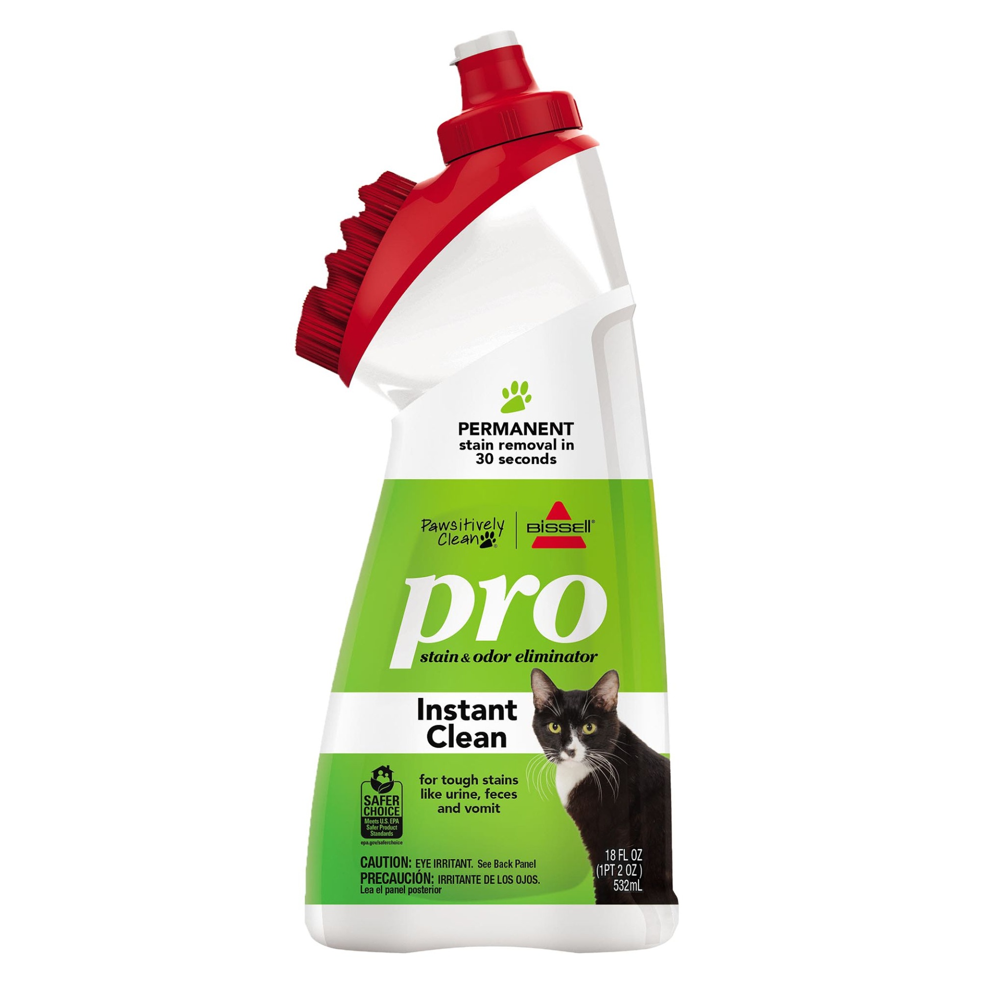 slide 1 of 1, Bissell Pawsitively Clean Pro Cat Stain & Odor Eliminator Instant Clean with Brush, 18 fl oz