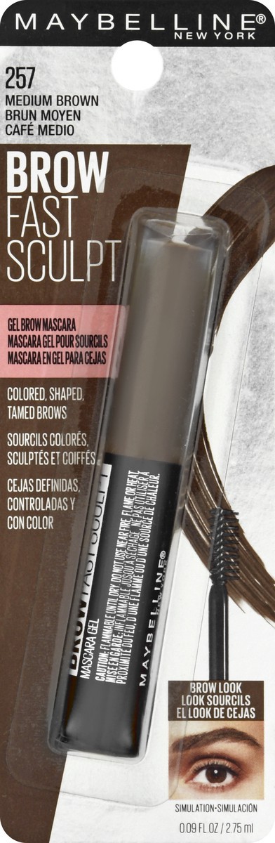 slide 10 of 11, Maybelline Brow Fast Sculpt Medium Brown 257 Gel Brow Mascara 0.09 fl oz, 0.09 oz