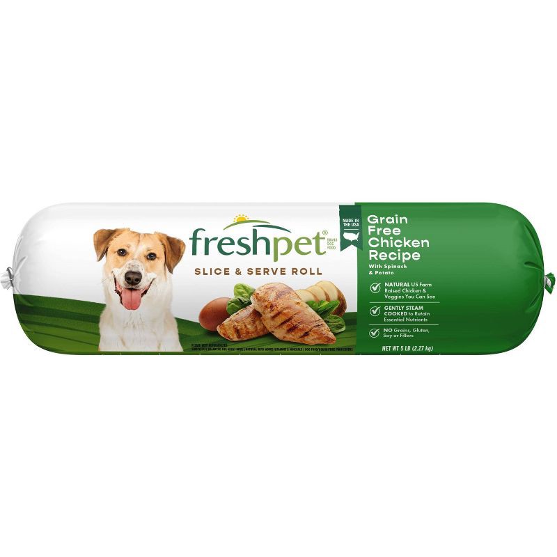 slide 1 of 3, Freshpet Select Roll Grain Free Chicken Recipe Refrigerated Wet Dog Food - 5lbs, 5 lb