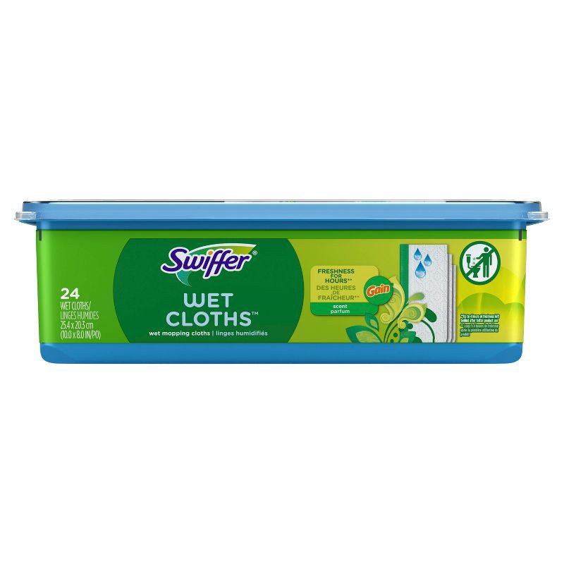 slide 2 of 11, Swiffer Sweeper Wet Mopping Cloths - Gain Scent - 24ct, 24 ct