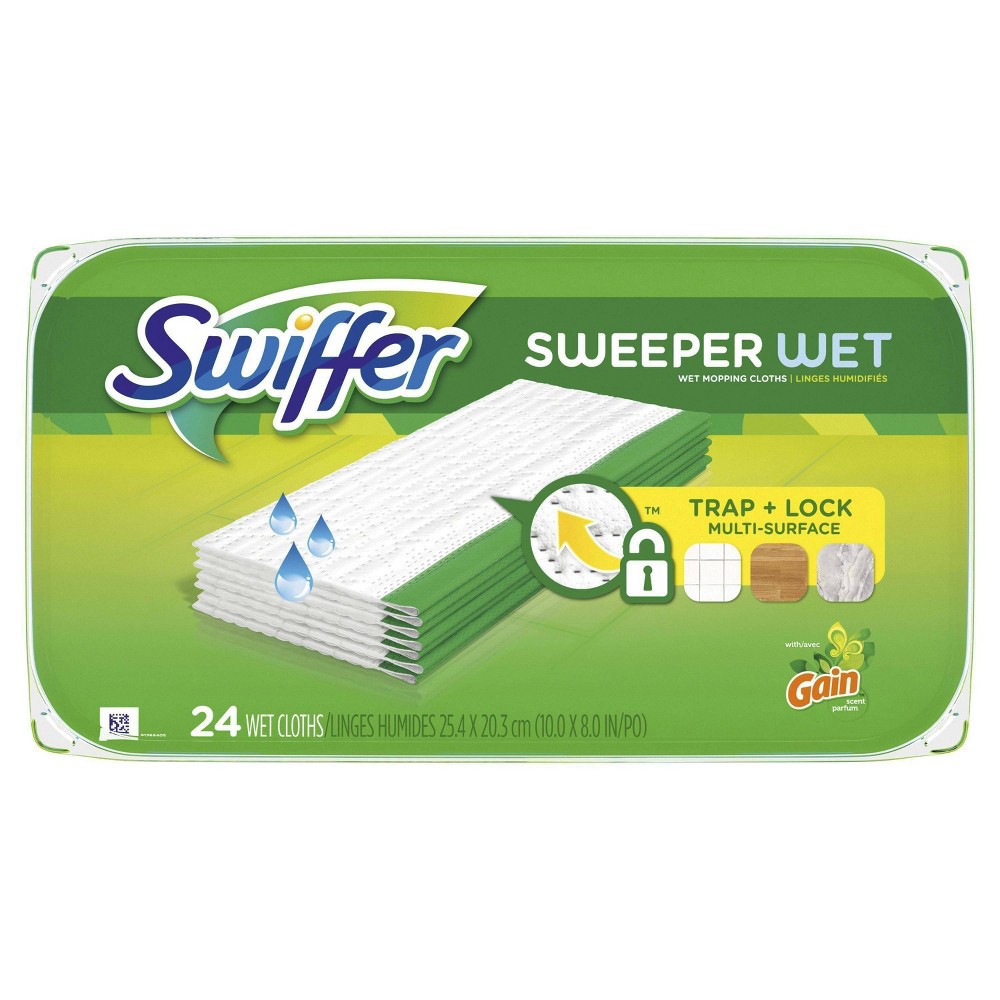 slide 8 of 9, Swiffer Sweeper Wet Mopping Cloths with Gain Scent - 24ct, 24 ct