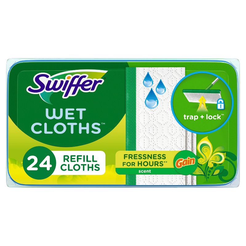 slide 1 of 11, Swiffer Sweeper Wet Mopping Cloths - Gain Scent - 24ct, 24 ct