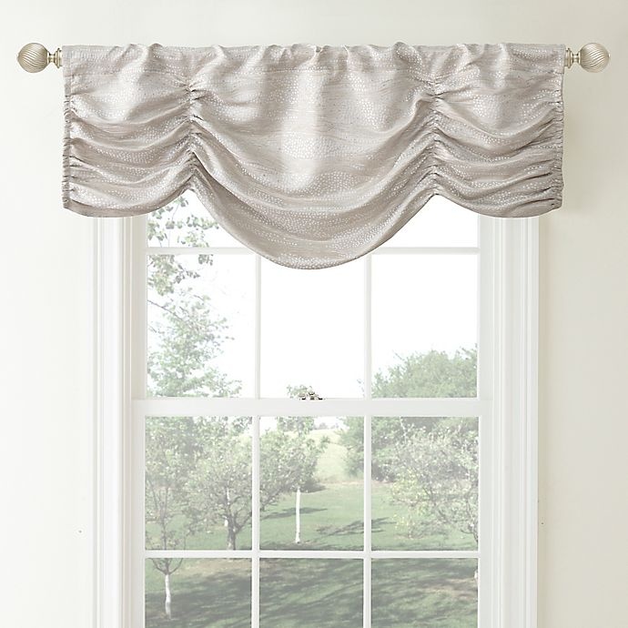 slide 1 of 2, Waterford Linens Aria Ruched Window Valance - Natural, 1 ct