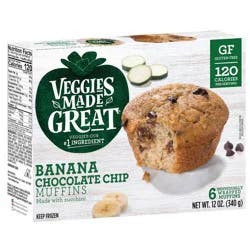 Veggies Made Great Gluten Free Frozen Banana Chocolate Chip Muffins - 12oz/6ct