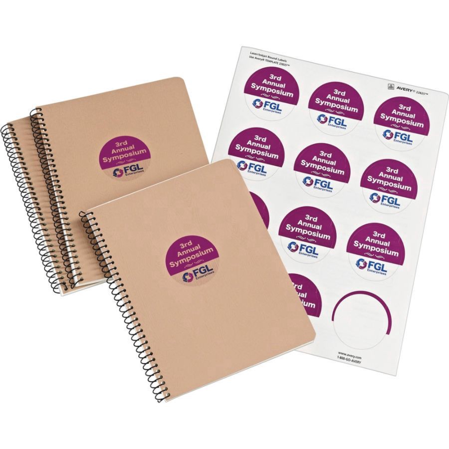 slide 5 of 6, Avery Easy Peel Trueblock Print-To-The-Edge Inkjet/Laser Labels, Round, 22825, Glossy Clear, 120 ct; 2 in