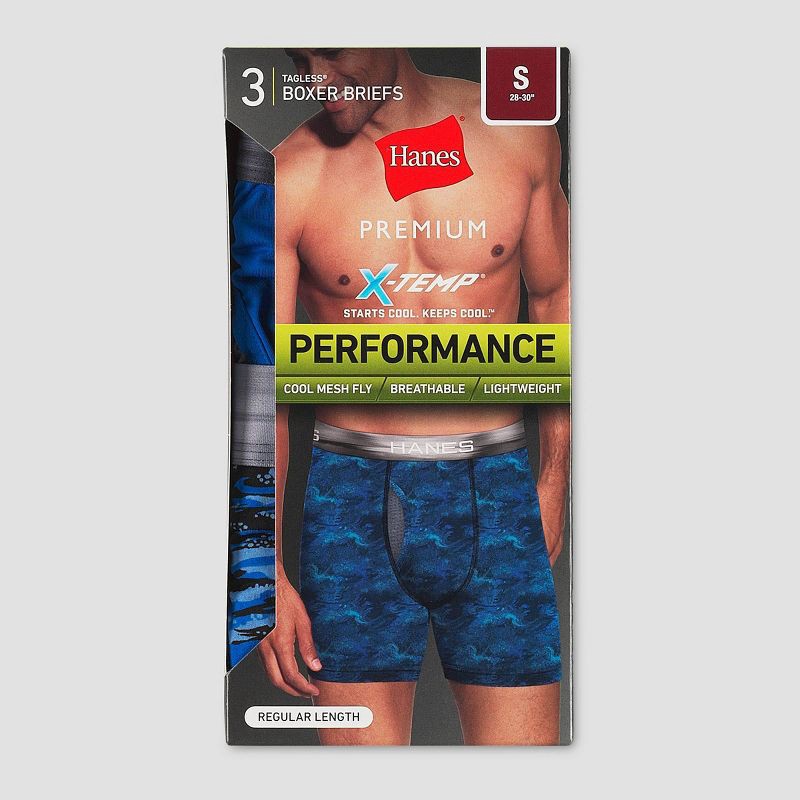 slide 2 of 3, Hanes Premium Men's Performance Boxer Briefs 3pk - Blue/Red M, 3 ct