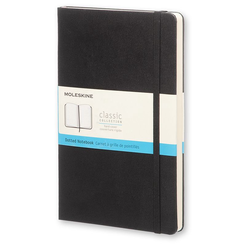 slide 1 of 3, Moleskine Dotted Notebook - Black Hardcover: Bullet Journal, 5x8.25", 240 Pages, Acid-Free, Elastic Closure, FSC Certified, 1 ct