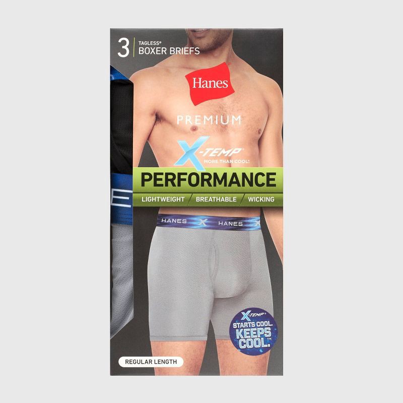 slide 5 of 5, Hanes Premium Men's Performance Ultralight Boxer Briefs 3pk - Blue/Teal/Gray M, 3 ct